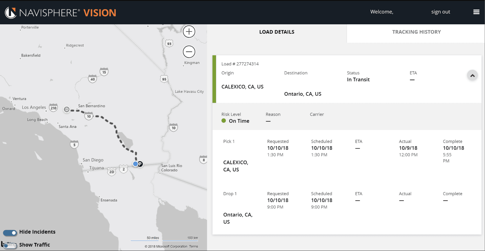 Supply chain visibility map view